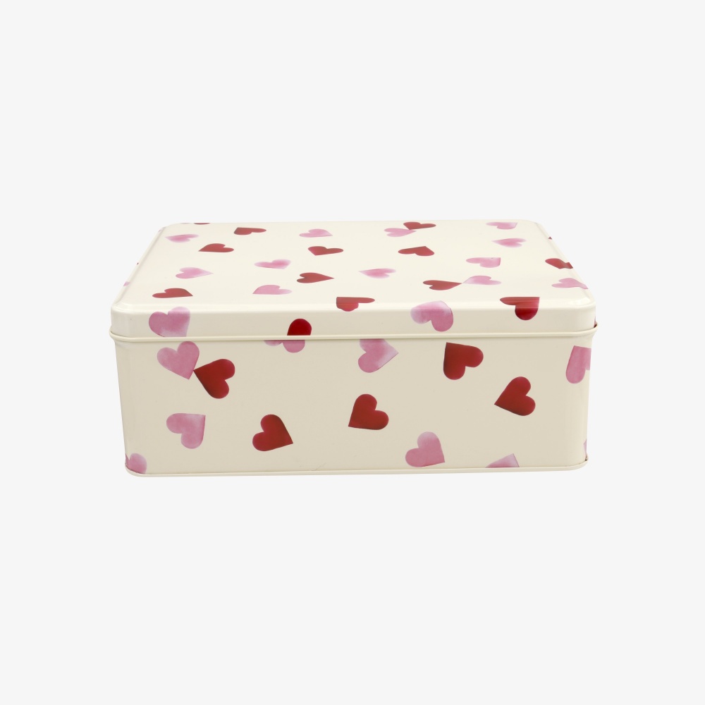 Pink Heart Print Deep Rectangular Tin Emma Bridgewater